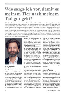 Wie sorge ich vor, damit es meinem Tier nach meinem Tod gut geht?