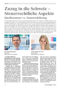 Zuzug in die Schweiz – Steuerrechtliche Aspekte