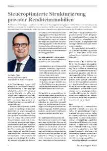 Steueroptimierte Strukturierung privater Renditeimmobilien