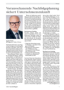 Vorausschauende Nachfolgeplanung sichert Unternehmenszukunft