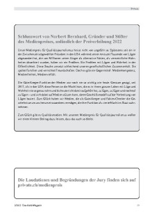 Medienpreis: Schlusswort von Norbert Bernhard