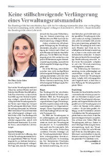 Keine stillschweigende Verlängerung eines Verwaltungsratsmandats