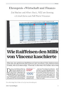 Medienpreis: Ehrenpreis «Wirtschaft und Finanz»