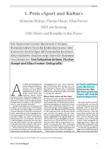 Medienpreis: 1. Preis «Sport und Kultur»