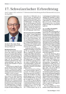 Der 17. Schweizerische Erbrechtstag