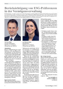 Berücksichtigung von ESG-Präferenzen in der Vermögensverwaltung