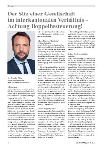 Der Sitz einer Gesellschaft  im interkantonalen Verhältnis –  Achtung Doppelbesteuerung!