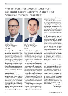 Was ist beim Vermögenssteuerwert von nicht börsenkotierten Aktien und Stammanteilen zu beachten?