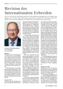 Revision des Internationalen Erbrechts