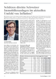 Schützen direkte Schweizer Immobilienanlagen im aktuellen Umfeld vor Inflation?