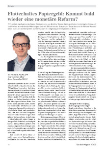 Flatterhaftes Papiergeld: Kommt bald wieder eine monetäre Reform?