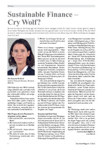 Sustainable Finance – Cry Wolf?