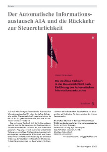 Der Automatische Informationsaustausch AIA und die Rückkehr zur Steuerehrlichkeit