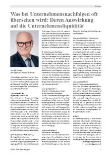 Was bei Unternehmensnachfolgen oft übersehen wird: Deren Auswirkung auf die Unternehmensliquidität