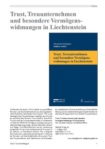 Trust, Treuunternehmen und besondere Vermögenswidmungen