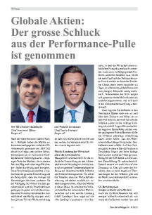 Globale Aktien: Der grosse Schluck aus der Performance-Pulle ist genommen