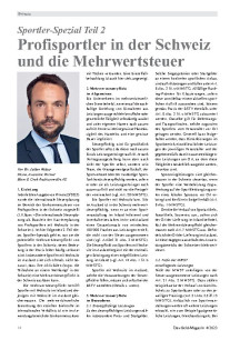 Profisportler in der Schweiz und die Mehrwertsteuer