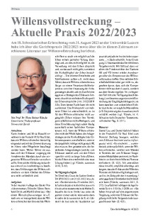 Willensvollstreckung – Aktuelle Praxis 2022/2023