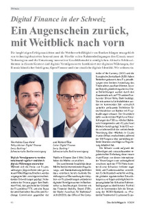 Digital Finance in der Schweiz: Ein Augenschein zurück, mit Weitblick nach vorn