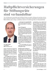 Haftpflichtversicherungen für Stiftungsräte sind verhandelbar