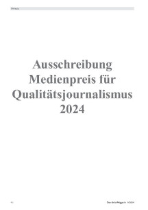 Ausschreibung Medienpreis für Qualitätsjournalismus