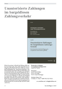 Unautorisierte Zahlungen im bargeldlosen Zahlungsverkehr