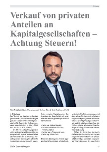 Verkauf von privaten Anteilen an Kapitalgesellschaften – Achtung Steuern!