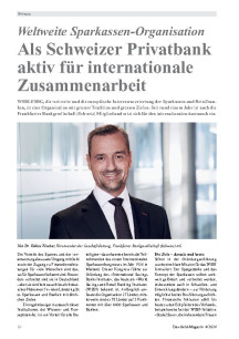 Weltweite Sparkassen-Organisation – Als Schweizer Privatbank aktiv für internationale Zusammenarbeit