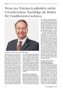 Wenn der Patriarch plötzlich stirbt: Unvorbereitete Nachfolge als Risiko für Familienunternehmen