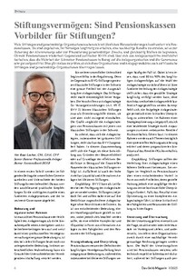 Stiftungsvermögen: Sind Pensionskassen Vorbilder für Stiftungen?