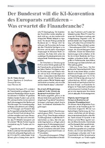 Der Bundesrat will die KI-Konvention des Europarats ratifizieren – Was erwartet die Finanzbranche?