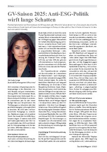 GV-Saison 2025: Anti-ESG-Politik wirft lange Schatten