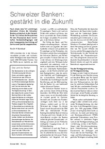 Schweizer Banken: gestärkt in die Zukunft