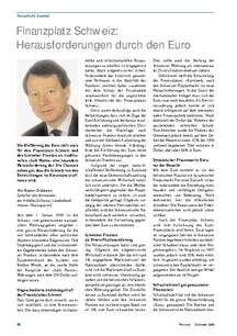 Finanzplatz Schweiz: Herausforderungen durch den Euro