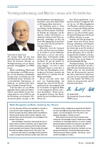 Vermögensberatung und Bücher: etwas sehr Persönliches