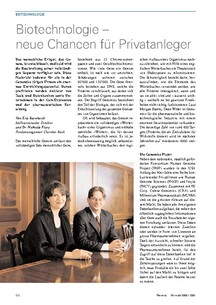 Biotechnologie - neue Chancen für Privatanleger
