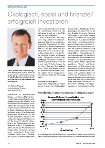 Ökologisch, sozial und finanziell erfolgreich investieren