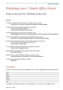 Einladung zum 1. Family Office Forum