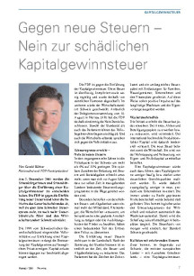 Gegen neue Steuern - Nein zur schädlichen Kapitalgewinnsteuer