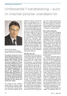 Umfassende Finanzberatung - auch im Internet-Zeitalter unentbehrlich