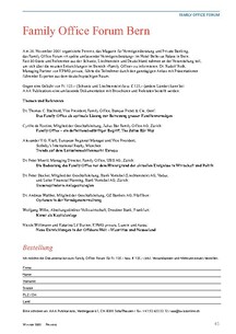 Family Office Forum Bern