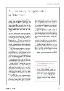 Aus für anonyme Sparkonten in Österreich