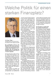 Bundespräsident Villiger: Welche Politik für einen starken Finanzplatz?