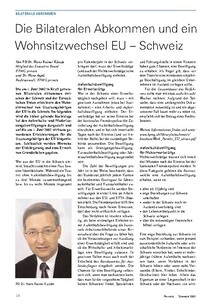 Die Bilateralen Abkommen und ein Wohnsitzwechsel EU  Schweiz