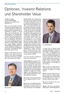 Optionen, Investor Relations und Shareholder Value