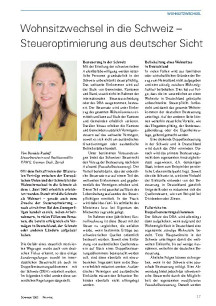 Wohnsitzwechsel in die Schweiz  Steueroptimierung aus deutscher Sicht