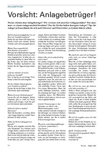 Vorsicht: Anlagebetrüger!
