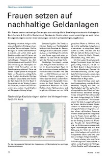 Frauen setzen auf nachhaltige Geldanlagen