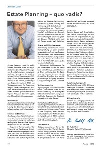 Zu guter Letzt: Estate Planning  quo vadis?