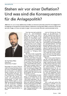 Stehen wir vor einer Deflation? Konsequenzen für die Anlagepolitik?